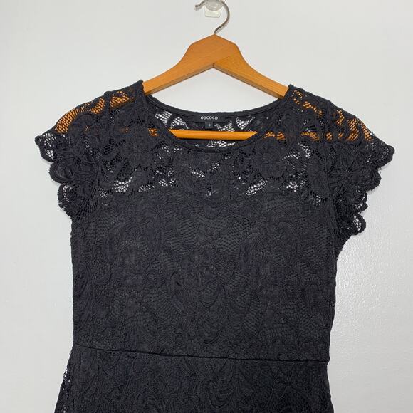 ODCOCD women's black lace short sleeve pencil cocktail dress Small - Picture 5 of 11